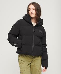 Superdry Vrouwen Wijdvallende Pufferjas met Capuchon Zwart