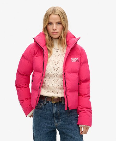 Superdry Vrouwen Wijdvallende Pufferjas met Capuchon Roze