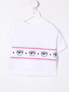 chiaraferragnikids Chiara Ferragni Kids T-shirt met logostreep - Wit