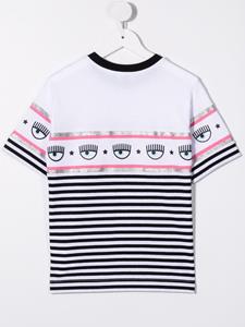 chiaraferragnikids Chiara Ferragni Kids Gestreept T-shirt - Wit