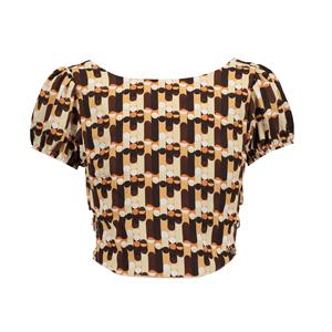 Frankie & Liberty Meisjes top - Hnte - Print chocolade bruin/zacht zand