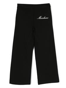 Moschino Kids Broek met logoprint - Zwart