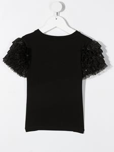moschinokids Moschino Kids T-shirt met ruchemouwen - Zwart