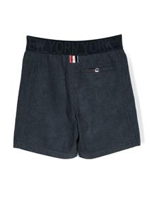 Thom Browne Kids Ribfluwelen shorts - Blauw