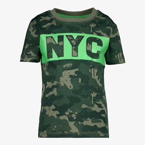 Unsigned jongens T-shirt groen met camouflageprint