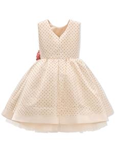 Tulleen Jurk met bloemen broche - Beige