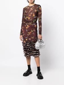 Molly Goddard Mini-rok met bloemenprint - Bruin