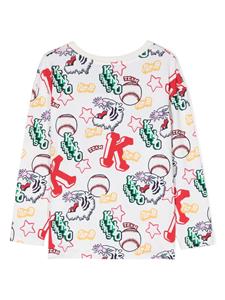 kenzokids Kenzo Kids T-shirt met logoprint - Wit