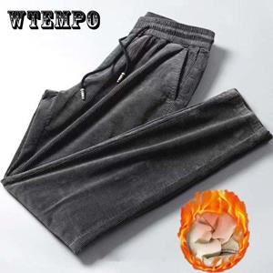 WTEMPO Autumn and Winter Corduroy Loose  Casual Trousers Men's Plus Velvet Thick Straight Pants