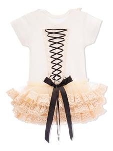 Tulleen Romper met ruches - Beige