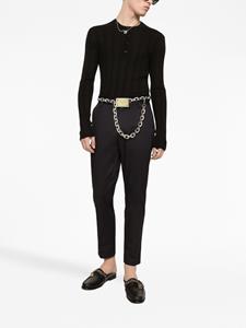 dolce&gabbana Dolce & Gabbana T-shirt van zijde-katoenblend met logopatch - Zwart