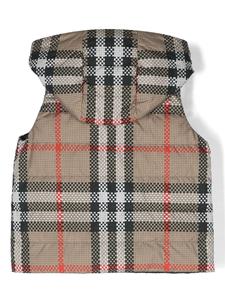 burberrykids Burberry Kids Omkeerbaar geruit gilet met capuchon - Bruin