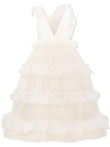 Tulleen Asymmetrische avondjurk - Beige