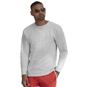 Fruit of the Loom t-shirt lange mouwen - heren - grijs - katoen - regular fit -