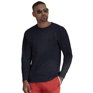 Fruit of the Loom t-shirt lange mouwen - heren - donkerblauw - katoen - regular fit -