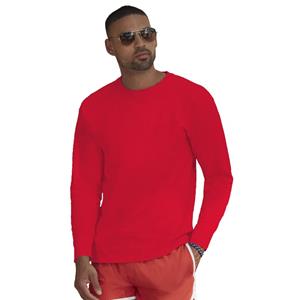 Fruit Of The Loom Basic shirt lange mouwen/longsleeve rood voor heren