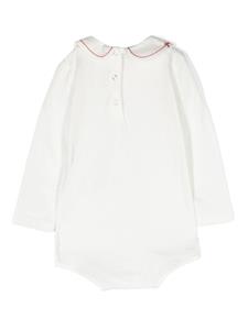 Gucci Kids Romper met geborduurde kraag - Wit