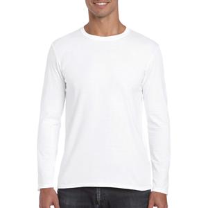 Gildan Basic heren t-shirt wit met lange mouwen -