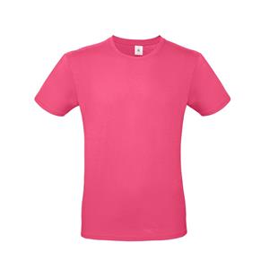 B&C Set van 2x stuks fuchsia roze basic t-shirt met ronde hals voor heren