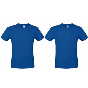 B&C Set van 2x stuks blauw basic t-shirt met ronde hals voor heren