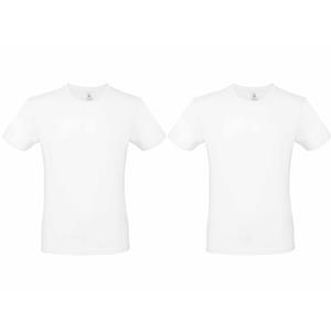 B&C Set van 2x stuks wit basic t-shirt met ronde hals voor heren