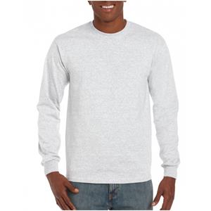 Gildan T-shirt lange mouwen - heren - lichtgrijs - katoen/polyester - normale fit -