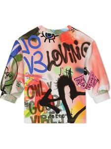 dolce&gabbanakids Dolce & Gabbana Kids T-shirt met graffiti-print - Wit