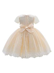 Tulleen Dolly jurk met geborduurd kant - Beige