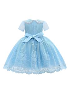 Tulleen Dolly jurk met geborduurd kant - Blauw