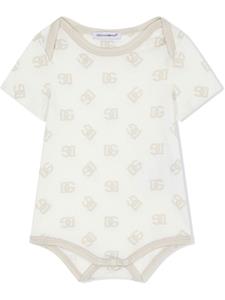 dolce&gabbanakids Dolce & Gabbana Kids Romper met logoprint - Beige