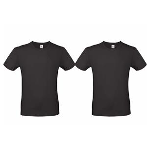 B&C Set van 3x stuks zwart basic t-shirt met ronde hals voor heren