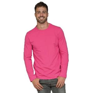 Lemon & Soda Lange mouwen/longsleeve stretch t-shirt - fuchsia roze - heren - Herenkleding -