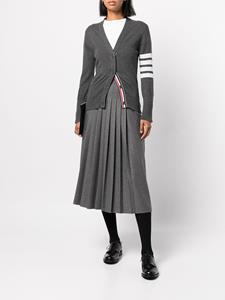 thombrowne Thom Browne Classic V-Neck Cardigan In Cashmere With White 4-Bar Sleeve Stripe - Grijs