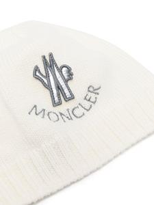 Moncler Enfant Muts met geborduurd logo - Wit