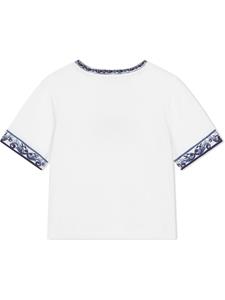dolce&gabbanakids Dolce & Gabbana Kids Katoenen T-shirt met logo - Wit