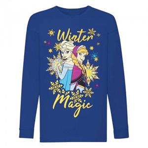 Frozen Girls Winter Magic Anna en Elsa glitter T-shirt met lange mouwen 7-8 Years blauw