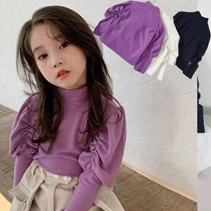 Kidsyuan Girls Top High-necked Base Shirt Solid Color for Girls 4-6 Years Casual