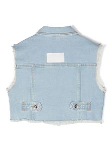 MSGM Kids Spijkergilet met gerafelde afwerking - Blauw