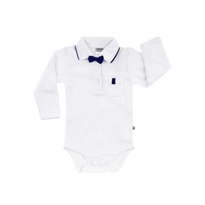 JACKY Lichaamsshirt lange mouw met afneembare vlinderdas wit/ marine