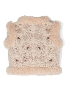 Bonpoint Bodywarmer met geborduurde bloemen - Beige