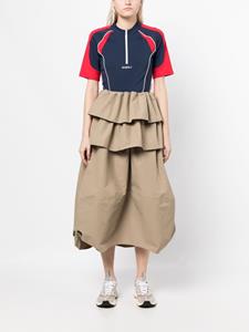 Goen.J Midi-rok met ruches - Bruin