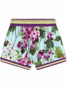 dolce&gabbanakids Dolce & Gabbana Kids Shorts met bloemenprint - Blauw