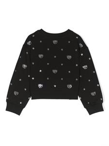 chiaraferragnikids Chiara Ferragni Kids Sweater verfraaid met stras - Zwart