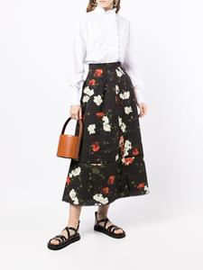 ERDEM Plooirok met bloemenprint - Zwart