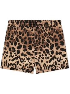 dolce&gabbanakids Dolce & Gabbana Kids Trainingsshorts met luipaardprint - Bruin
