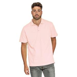 Lemon & Soda Heren basic poloshirt - lichtroze - korte mouw - katoen -