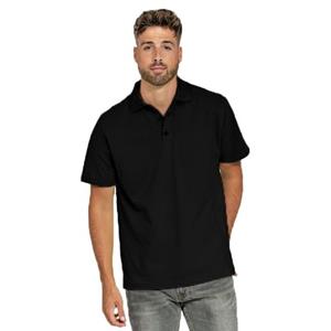 Lemon & Soda Heren basic poloshirt - zwart - korte mouw - katoen -