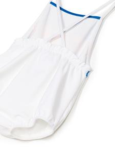 guccikids Gucci Kids Gestreept badpak met GG-print - Wit