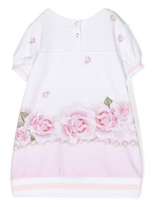 Sweaterjurk met bloemenprint - Wit