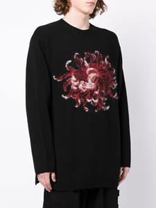 yohjiyamamoto Yohji Yamamoto Trui met bloemenprint - Zwart